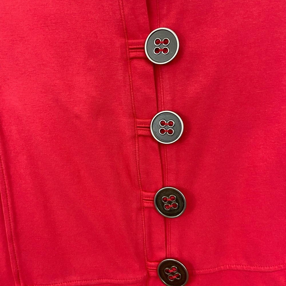 Neon Buddha Coral Button Down Jacket Medium Artsy Boho Cotton Lagenlook - Picture 3 of 8